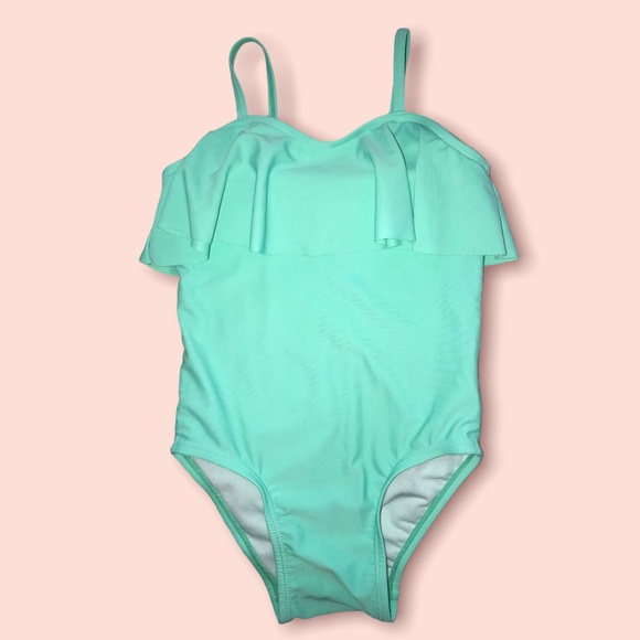 Old Navy One-Piece Mint Ruffle Swimsuit.  Girl Size 5T. - Picture 1 of 3